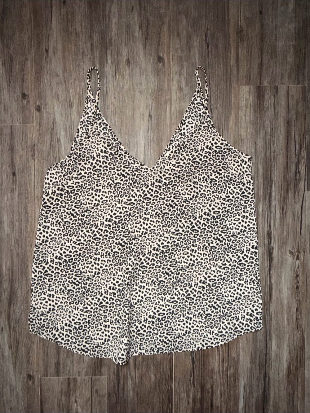 Allison Joy Leopard Print V-Neck Cami - Cream and Black